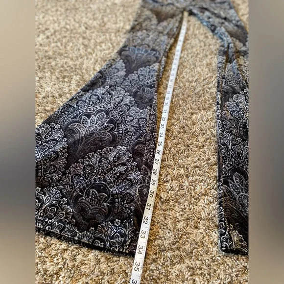 Reverof black velvet paisley print flare fitted pants XS - Picture 11 of 12